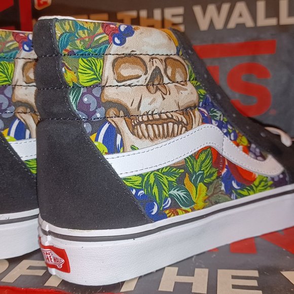 Vans Men's 8.5/Women's 10 Fruit Skull Sk8-Hi Sneakers Black/White VN0005U9BA2 - Picture 6 of 13